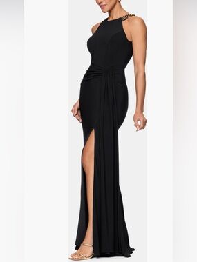 Xcape Evenings chain neck detail sheath Gown